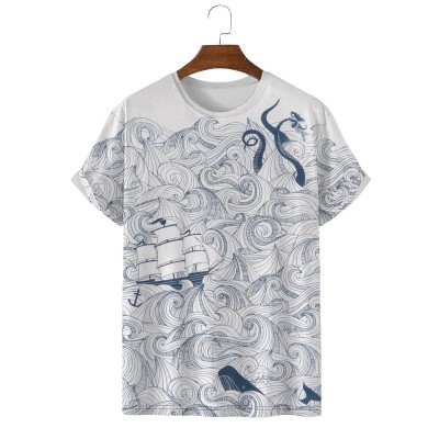 Men's Wave Sailing Short Sleeve T-Shirt