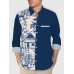 Vintage Blue Wooden House Fashion Printing Men's Long Sleeve Shirt