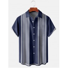 Men's Basic Striped Contrast Short Sleeve Shirt