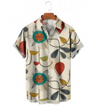 Men's Mid 1950s Modern Print Short Sleeve Shirt