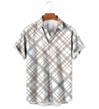 Scottish Plaid Print Casual Short Sleeve Shirt