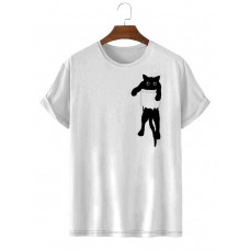 Men's Casual Fun Cat Short Sleeve T-Shirt