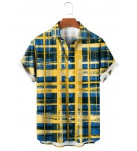 Men's Vintage British Check Casual Short Sleeve Shirt