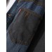 Mens Patchwork Multi Pocket Lapel Distressed Denim Jacket